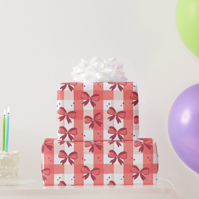 Feierliche Red Bows Weihnachtsgeschenk Geschenkpapier (Partygeschenke)