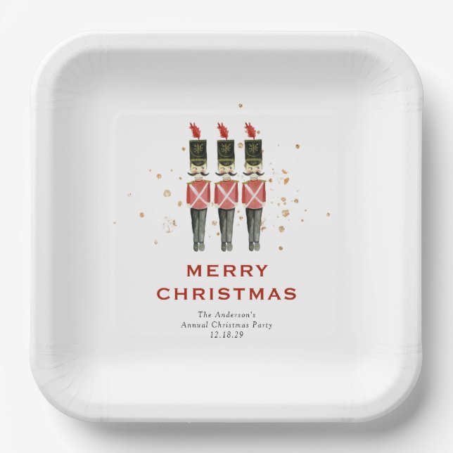 Feierliche Red & Gold Nutcracker Weihnachten Pappteller (Vorderseite)