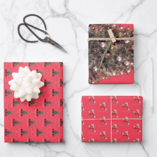 Feierliche Red Gold Weihnachtsbaum Geschenke Schne Geschenkpapier Set