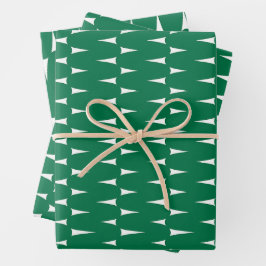 Feierliche Retro Bright Green Wavy Lines Weihnacht Geschenkpapier Set