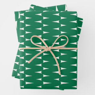 Feierliche Retro Bright Green Wavy Lines Weihnacht Geschenkpapier Set