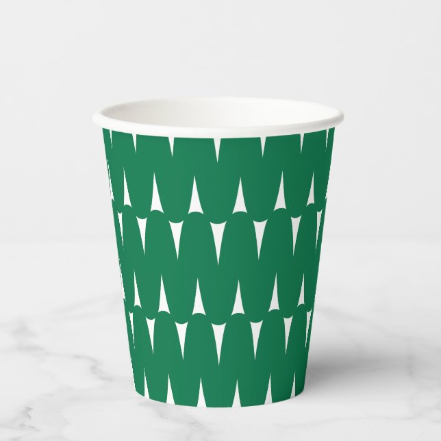 Feierliche Retro Bright Green Wavy Lines Weihnacht Pappbecher (Vorderseite)