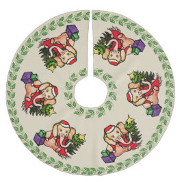 Feierliche Retro Frohe Weihnachten Weihnachtsmann Polyester Weihnachtsbaumdecke