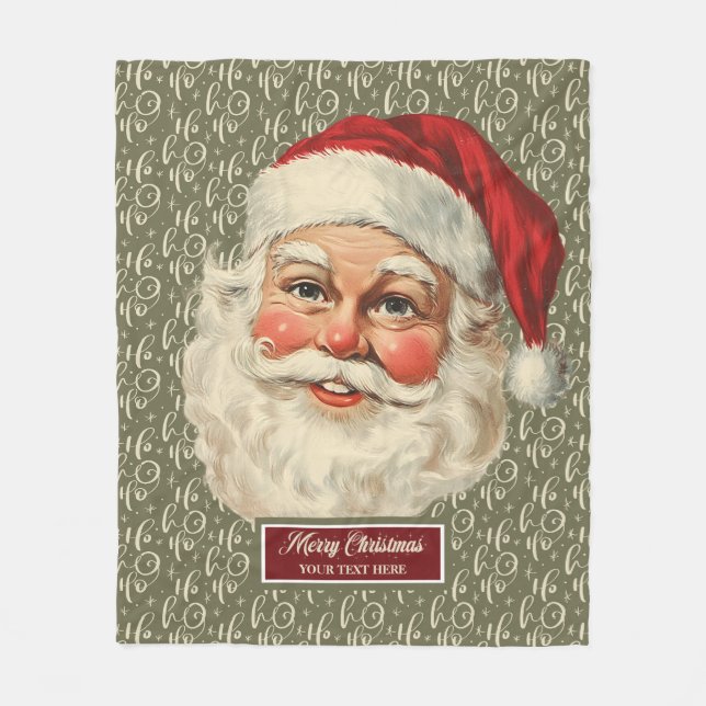 Feierliche Retro Santa Claus Fleecedecke (Vorderseite)