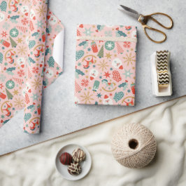 Feierliche Retro Weihnachtsfeiertage Muster Geschenkpapier