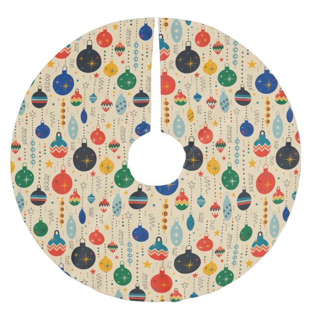 Feierliche Retro Weihnachtsfeiertage Polyester Weihnachtsbaumdecke (Vorderseite)