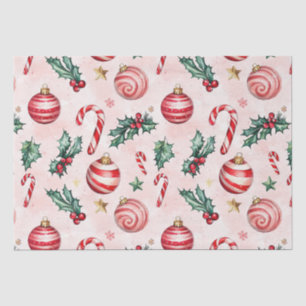 Feierliche Rosa Roter Jahrgang Weihnachten Seidenpapier