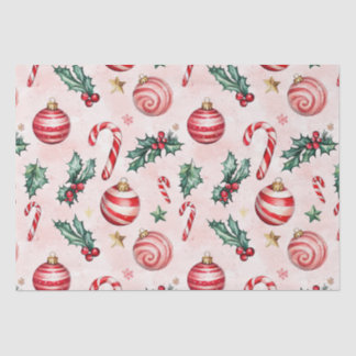 Feierliche Rosa Roter Jahrgang Weihnachten Seidenpapier