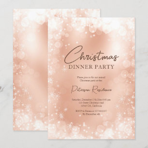 Feierliche Rose Goldschnee Frische Weihnachten Einladung