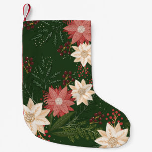 Feierliche Rot-Gelbe Poinsettia Urlaub Kleiner Weihnachtsstrumpf