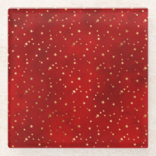 Feierliche Rot & Gold Fohlen Winterweihnachtsfeste Glasuntersetzer