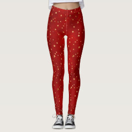 Feierliche Rot & Gold Fohlen Winterweihnachtsfeste Leggings