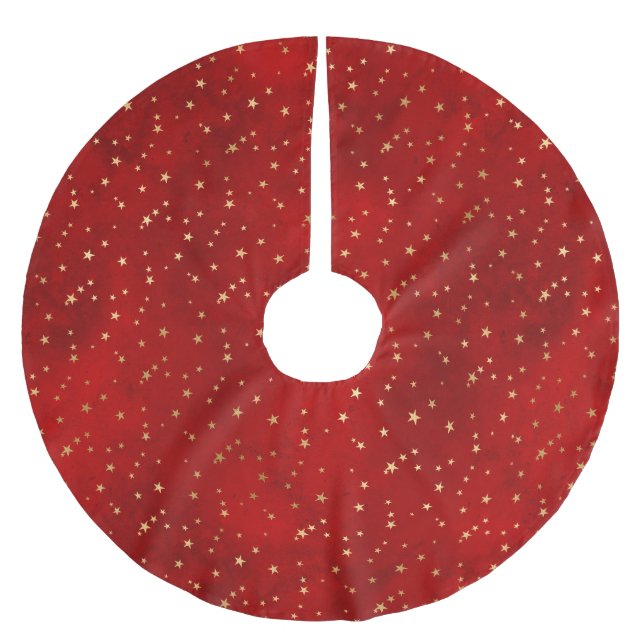 Feierliche Rot & Gold Fohlen Winterweihnachtsfeste Polyester Weihnachtsbaumdecke (Vorderseite)