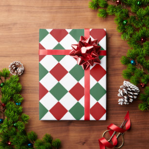 Feierliche Rot-Grün-Karo-Muster Weihnachten Geschenkpapier