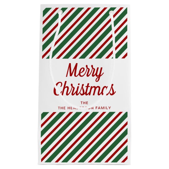 Feierliche Rot und Grün Muster frohe Weihnachten Kleine Geschenktüte (Vorderseite)