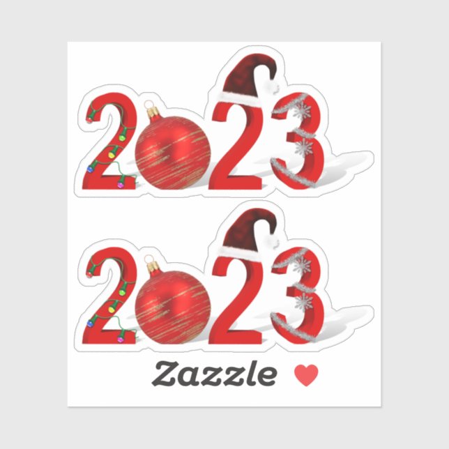 Feierliche Rote Frohe Weihnachten 2023 Aufkleber (Blatt)