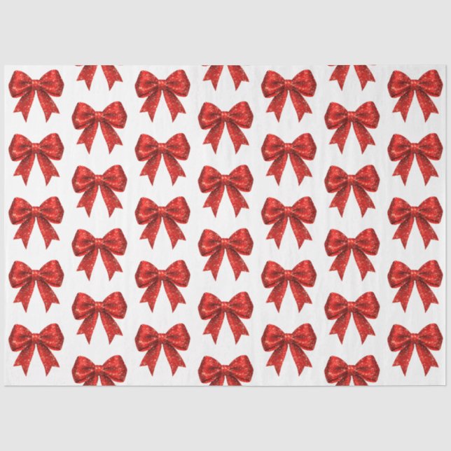 Feierliche Rote Glitzer Coquette Bow Weihnachten Seidenpapier (Vorderseite)