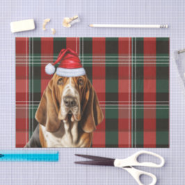 Feierliche Rote Grün Kariert und Basset Weihnachte Seidenpapier