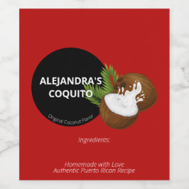 Feierliche Rote Modern Coconut Splash Coquito Flas Weinetikett