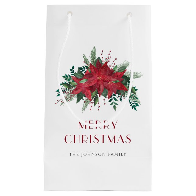 Feierliche Rote Poinsettia Weihnachten Kleine Geschenktüte (Vorderseite)
