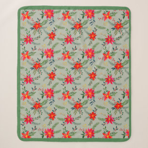 Feierliche Rote Poinsettia Weihnachtsblume Sherpadecke