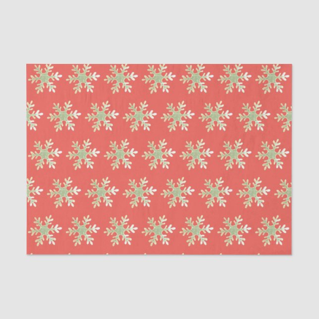 Feierliche Rote Schneeflocke Muster Weihnachtsfeie Seidenpapier (Vorderseite)