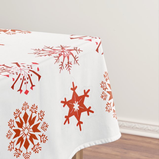 Feierliche Rote Schneeflocke Muster Weihnachtsfeie Tischdecke (Beispiel)