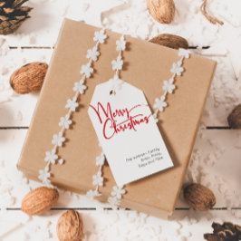 Feierliche Rote Schrift Frohe Weihnachtsfamilie Geschenkanhänger