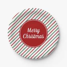 Feierliche Rote Streifen Weihnachten Pappteller