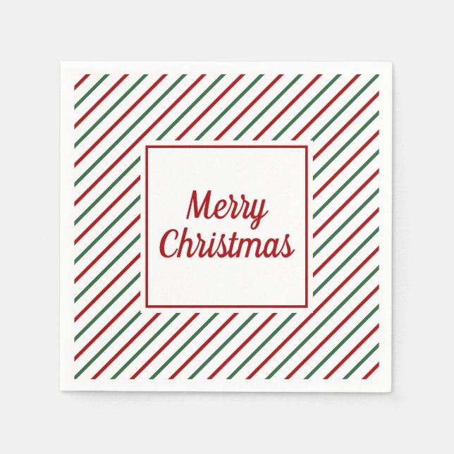 Feierliche Rote Streifen Weihnachten Serviette (Vorderseite)