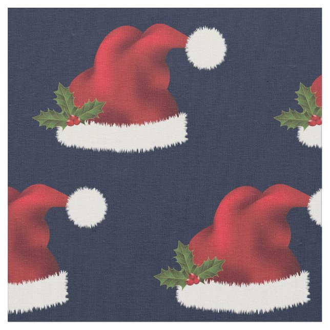 Feierliche Rote Weihnachtsmannmütze mit Heiligenbl Stoff (Nahaufnahme)