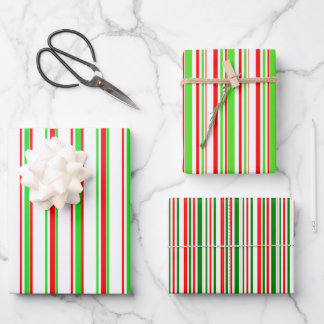Feierliche, rote, weiße, grüne Weihnachtsmuster Geschenkpapier Set