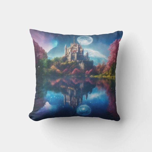 Feierliche Ruhe: Moonlit Starry Night T-Shirt Kissen (Vorderseite)