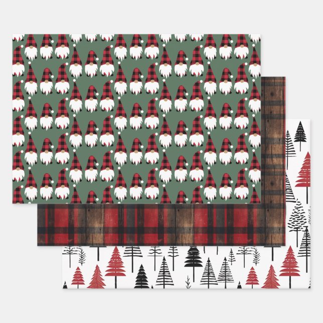 Feierliche Rustikale skandinavische Weihnachten Geschenkpapier Set (Set)