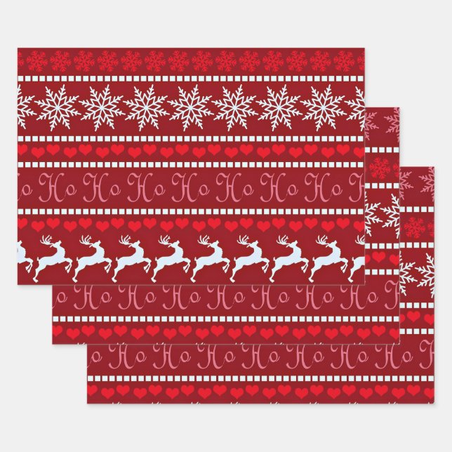 Feierliche Schneeflocke und Reindeer-Design Geschenkpapier Set (Set)