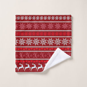 Feierliche Schneeflocke und Reindeer-Design Waschlappen