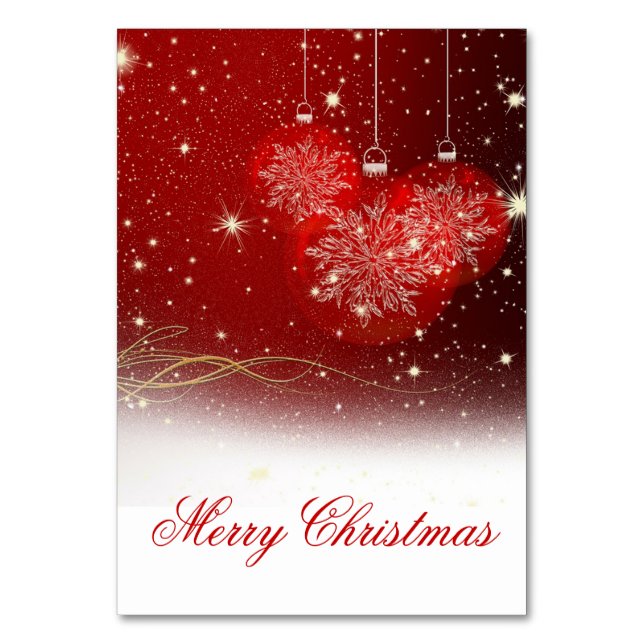 Feierliche Schneeflocken "Frohe Weihnachten" Tischnummer (Vorderseite)