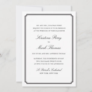 Feierliche Schwarz-Weiß-Hochzeit Einladung