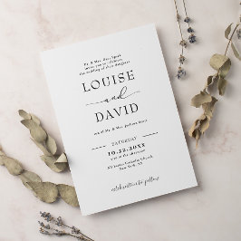 Feierliche Schwarz-Weiß-Hochzeit Einladung