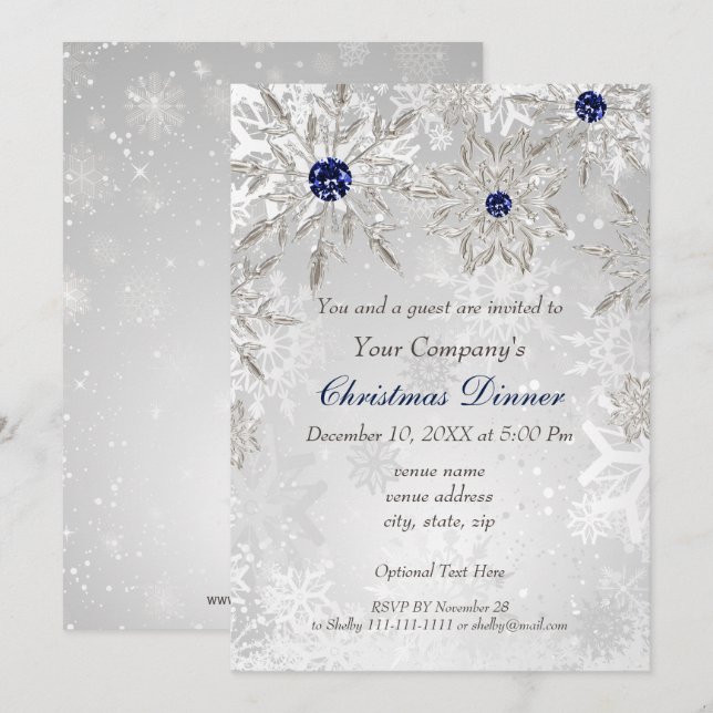 Feierliche Silver Marine Corporate Holiday Party E Einladung (Vorne/Hinten)