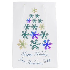 Feierliche Snowflake Weihnachtsbaum Familienurlaub Mittlere Geschenktüte