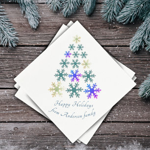 Feierliche Snowflake Weihnachtsbaum Familienurlaub Serviette