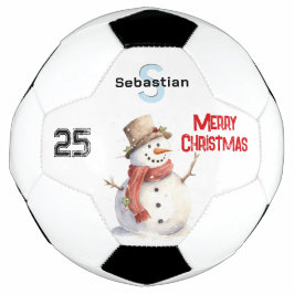 Feierliche Snowman Mit Monogramm Frohe Weihnachten Fußball