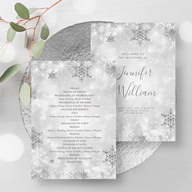 Feierliche Sparkle Silver Winter Hochzeit Programm (Festive Sparkle Silver Winter Wedding Program)