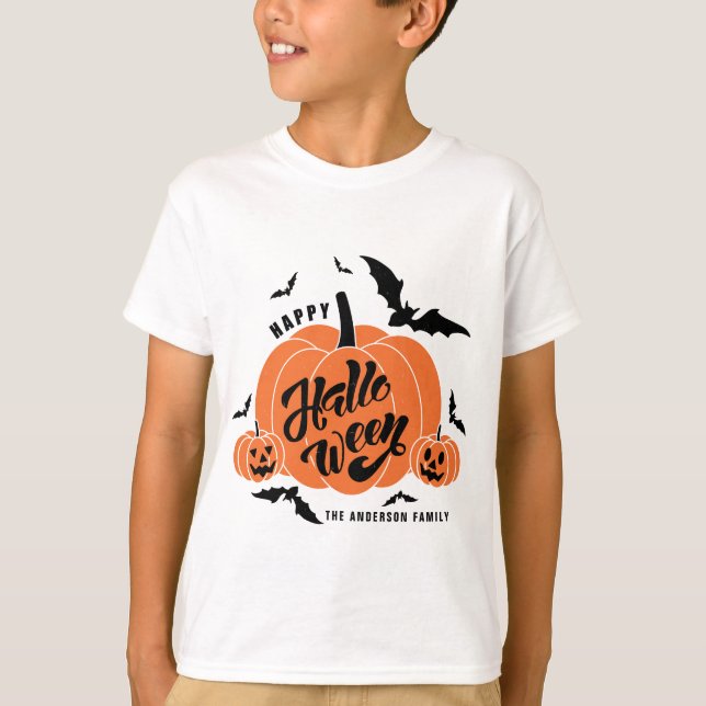 Feierliche Spooky Pumpkins glückliche Halloween T-Shirt (Vorderseite)