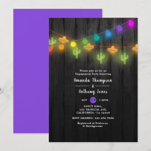 Feierliche Streichbeleuchtung Fiesta Engagement Pa Einladung