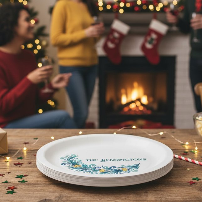 Feierliche Teller (Personalized Holiday Christmas swag paper plates )