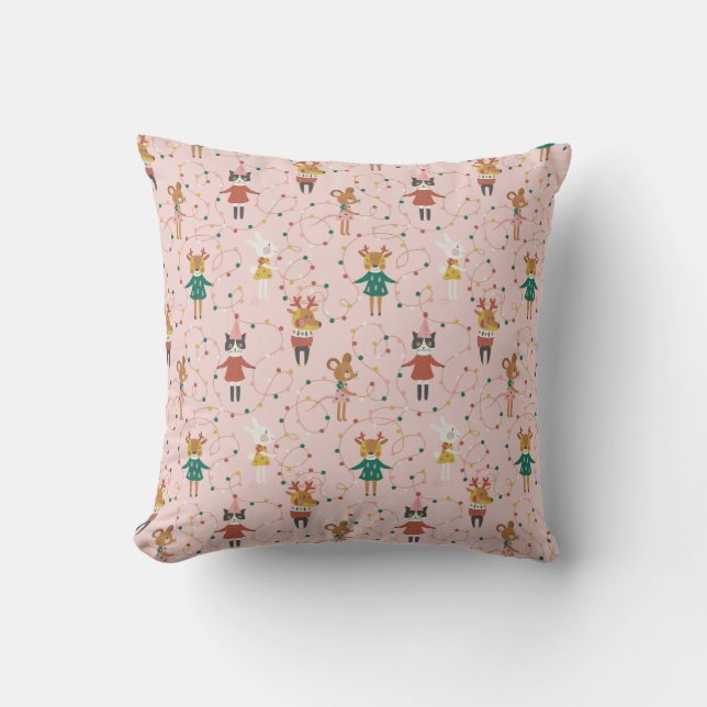 Feierliche Tierfreunde Weihnachtsmuster Kissen (Vorderseite)