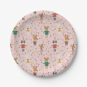 Feierliche Tierfreunde Weihnachtsmuster Pappteller