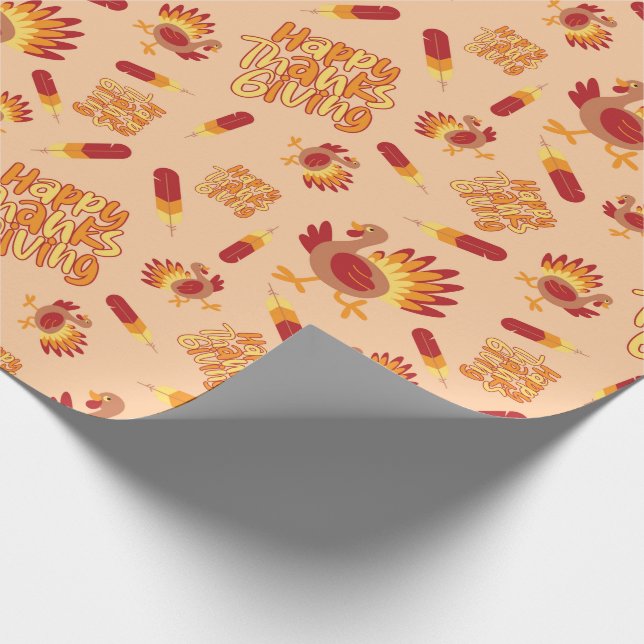 Feierliche Truthähne glücklich Erntedankfest Herbs Geschenkpapier (Ecke)